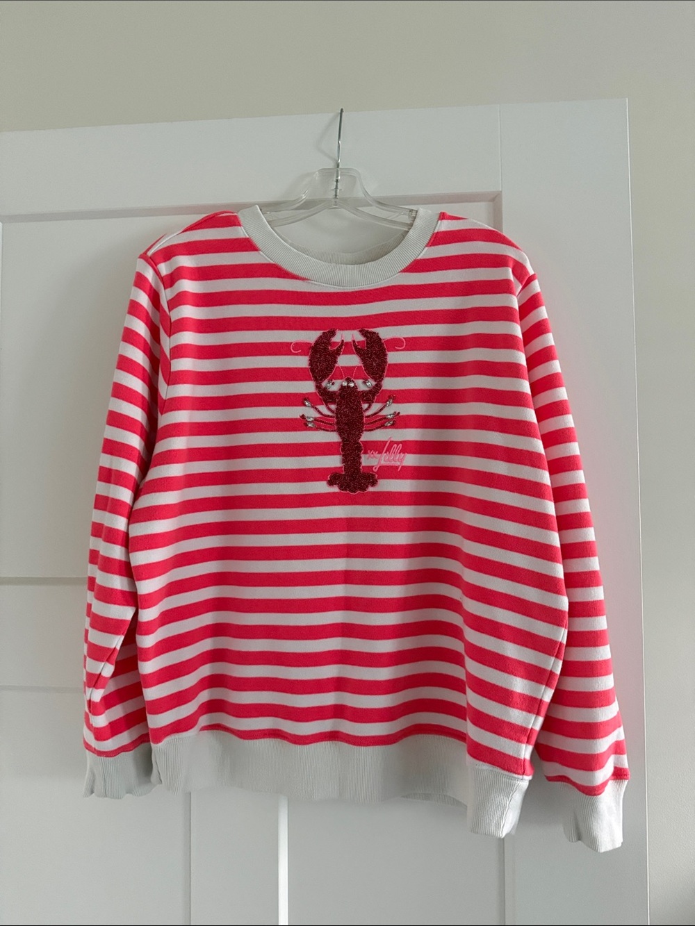 Lilly Pulitzer Pink & White Striped Lobster Sweatshirt